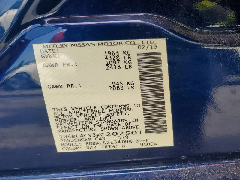 2019 NISSAN ALTIMA SR  