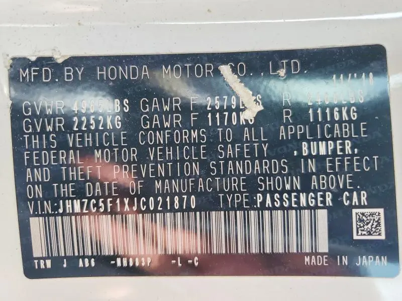 2018 HONDA CLARITY   