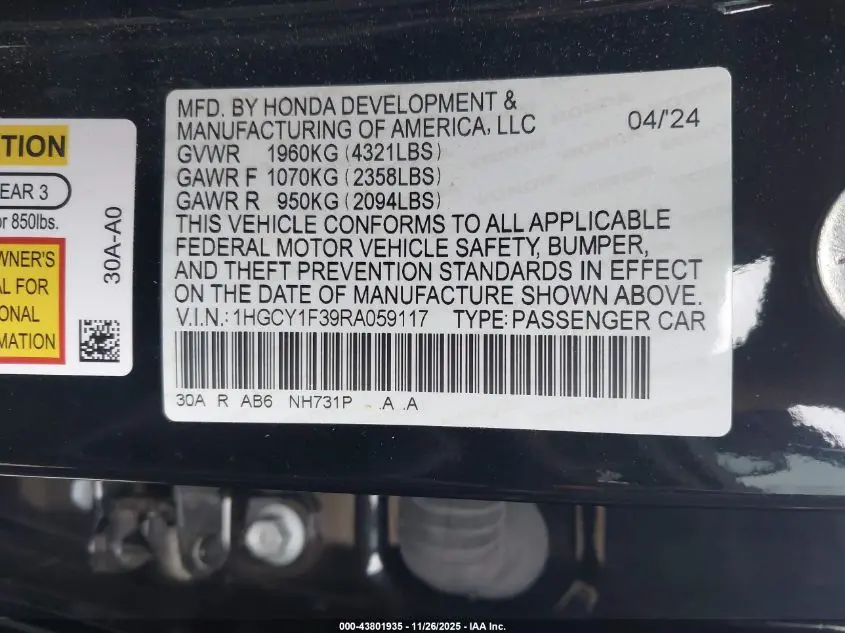 2024 HONDA ACCORD EX