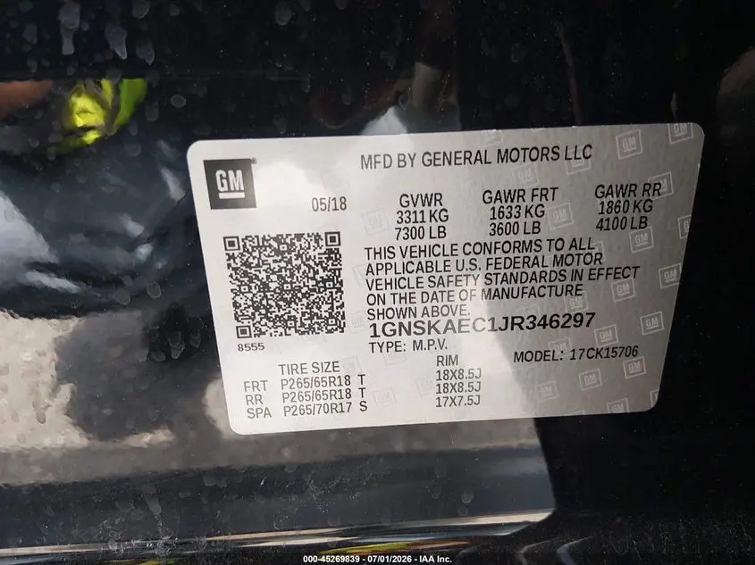 2018 CHEVROLET TAHOE LS