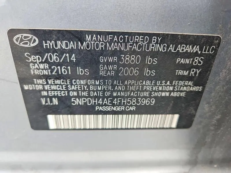 2015 HYUNDAI ELANTRA LIMITED  