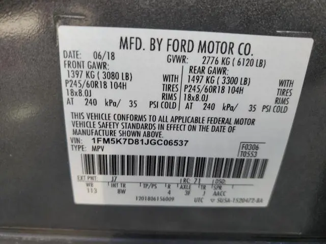 2018 FORD EXPLORER XLT  