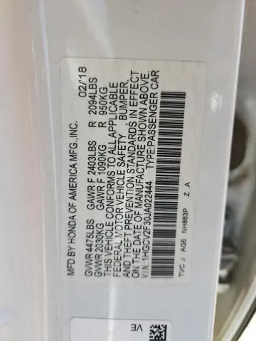 2018 HONDA ACCORD SPORT  