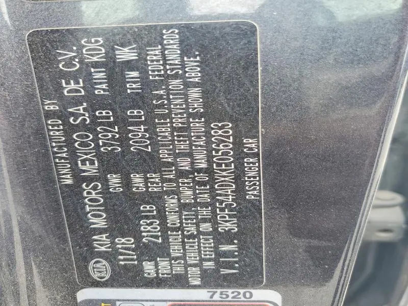 2019 KIA FORTE EX  
