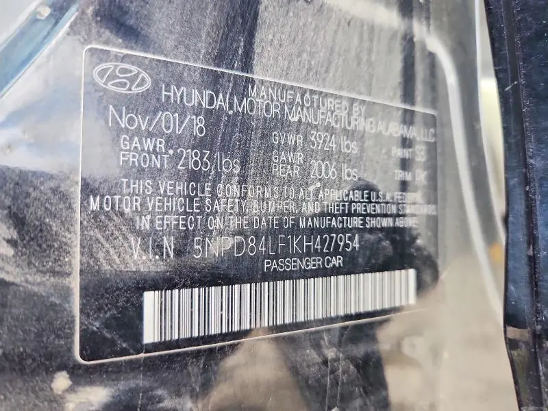 2019 HYUNDAI ELANTRA SEL  
