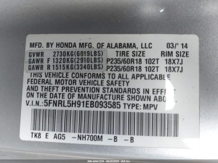 2014 HONDA ODYSSEY TOURING/TOURING ELITE