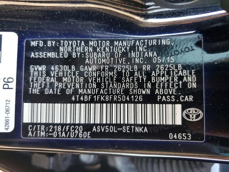 2015 TOYOTA CAMRY LE  