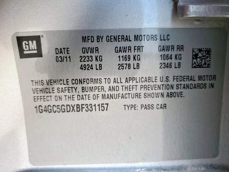 2011 BUICK LACROSSE CXL  