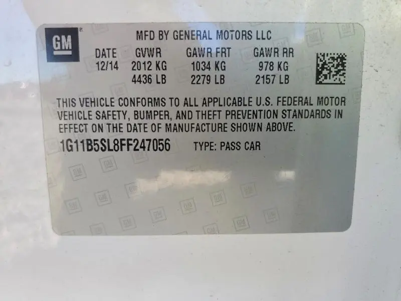 2015 CHEVROLET MALIBU 4D   