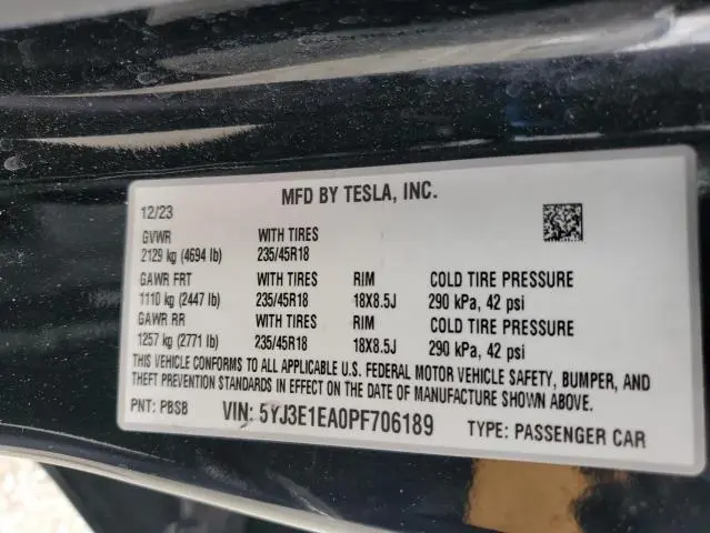 2023 TESLA MODEL 3   