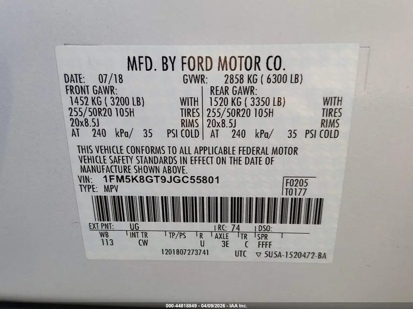 2018 FORD EXPLORER SPORT
