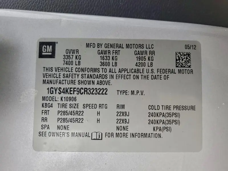 2012 CADILLAC ESCALADE ESV PLATINUM  