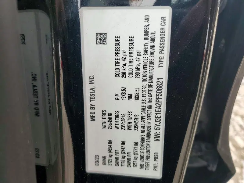 2023 TESLA MODEL 3   
