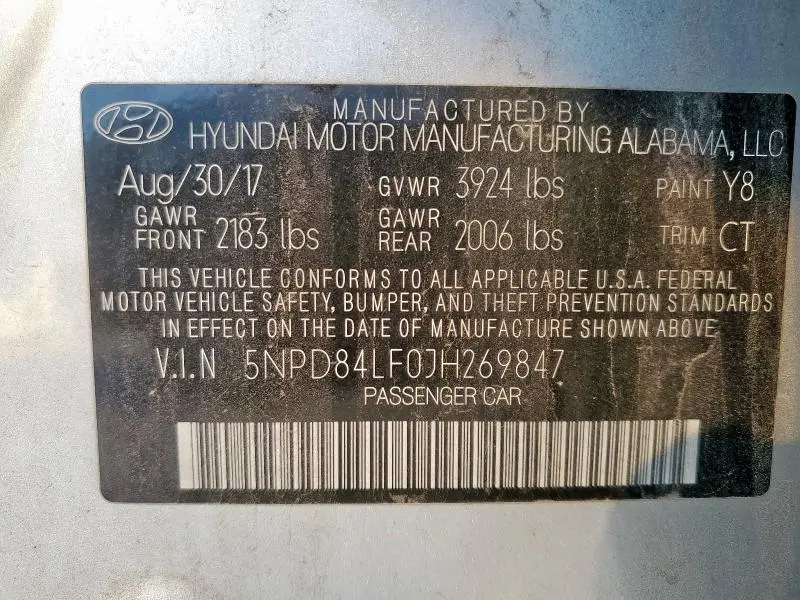 2018 HYUNDAI ELANTRA SEL  