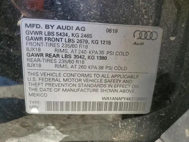 2019 AUDI Q5 PREMIUM  
