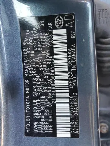 2016 TOYOTA COROLLA L  