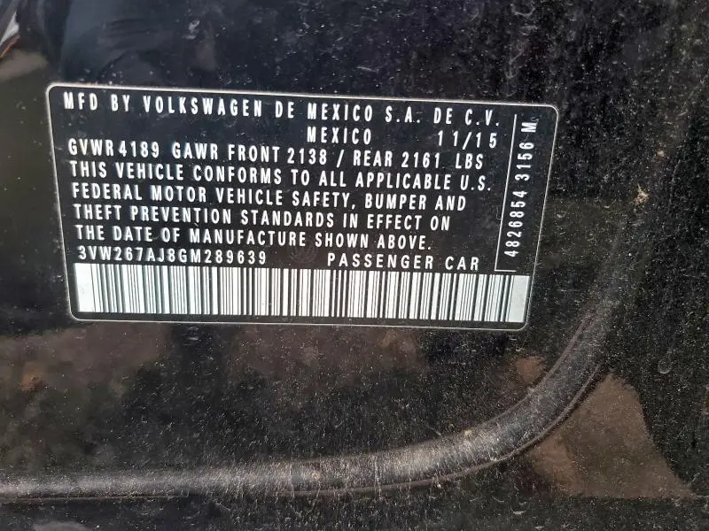 2016 VOLKSWAGEN JETTA S  