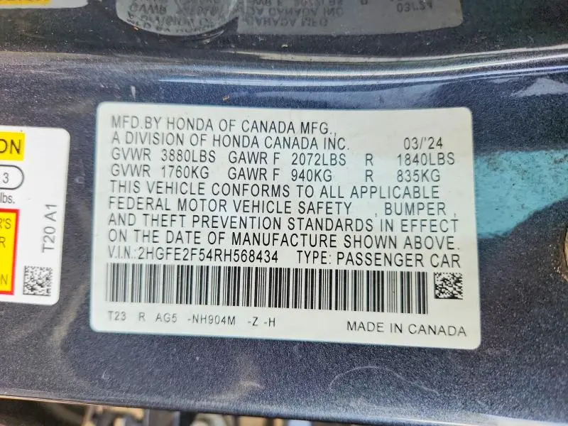 2024 HONDA CIVIC SPORT  