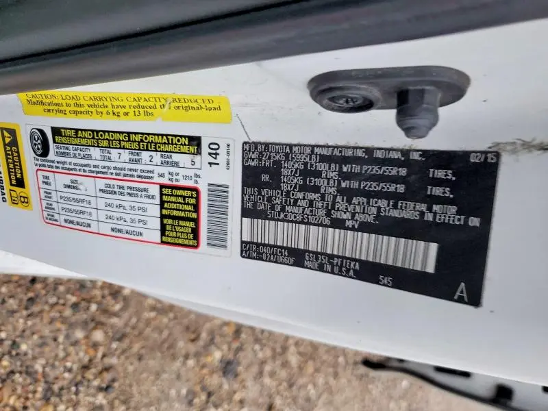 2015 TOYOTA SIENNA LE 7-PASSENGER  