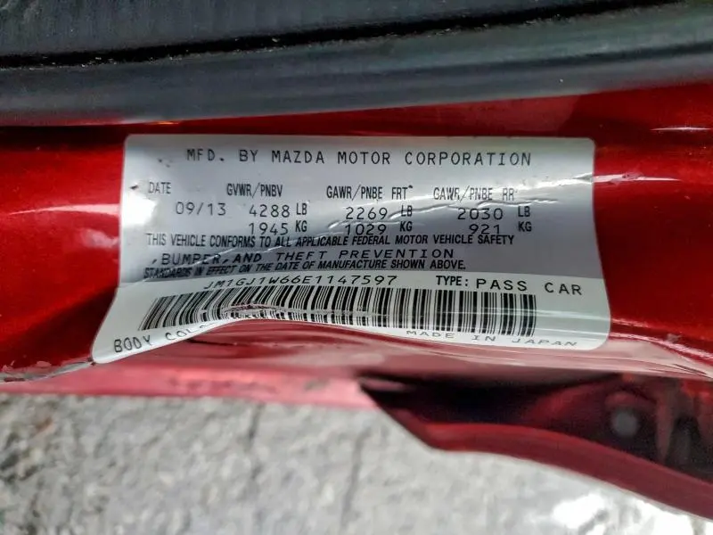 2014 MAZDA 6 GRAND TOURING  