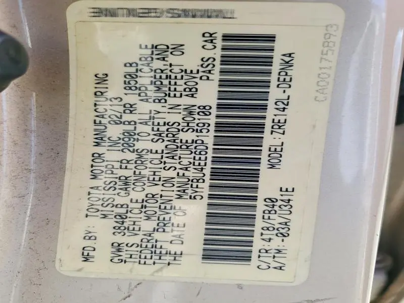 2013 TOYOTA COROLLA LE  