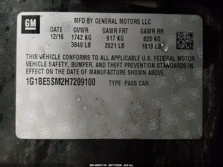 2017 CHEVROLET CRUZE LT AUTO