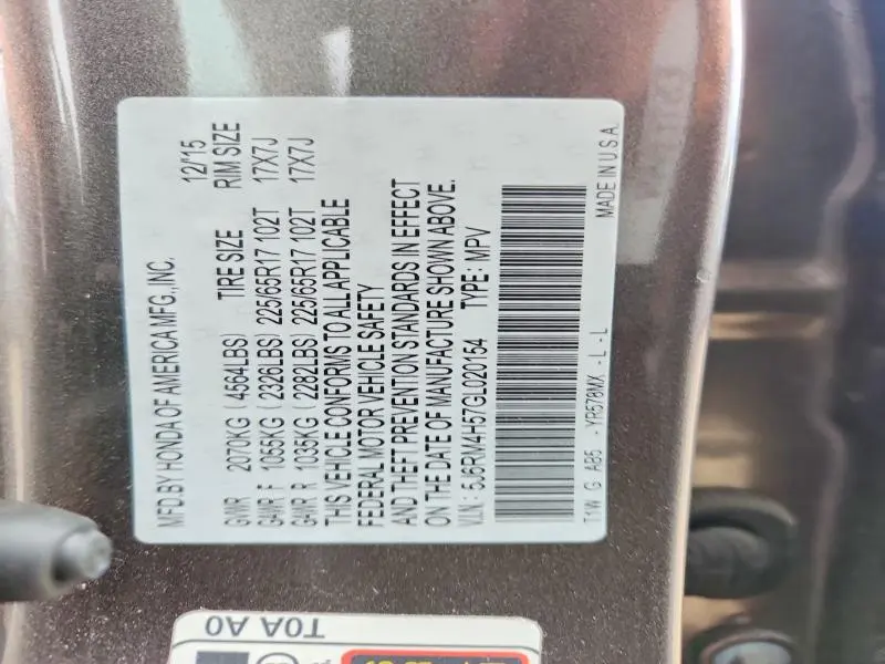 2016 HONDA CR-V EX  