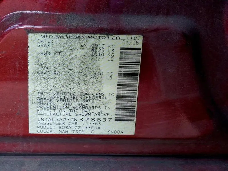 2016 NISSAN ALTIMA 2.5  