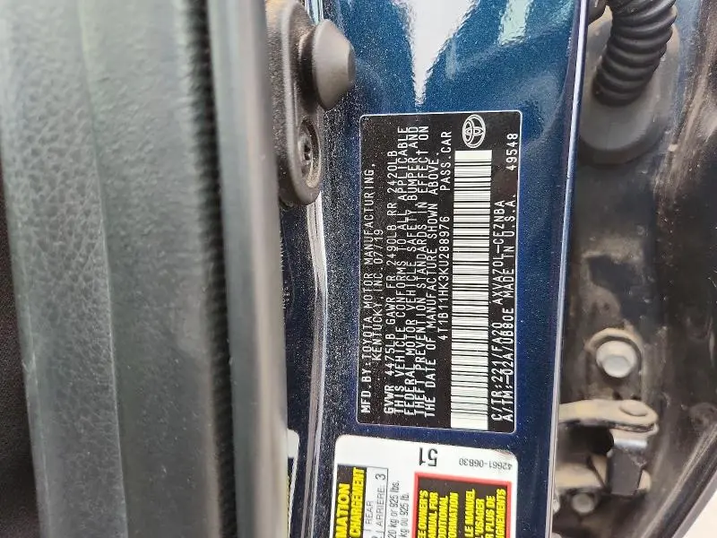 2019 TOYOTA CAMRY LE  
