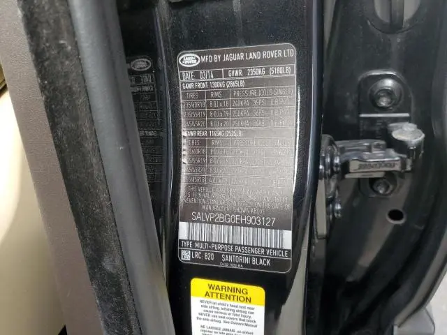 2014 LAND ROVER RANGE ROVER EVOQUE PURE PLUS  