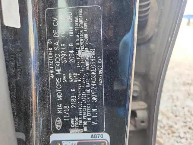 2019 KIA FORTE   