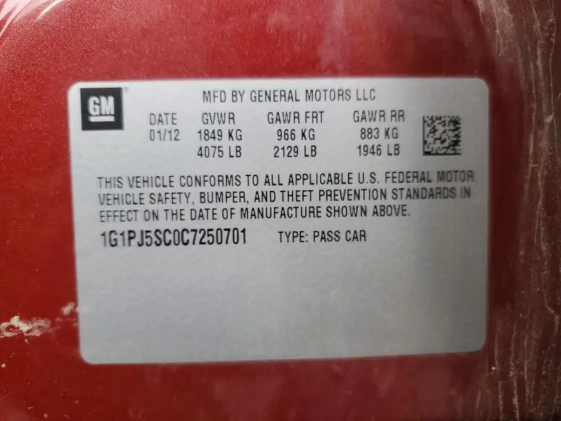 2012 CHEVROLET CRUZE ECO  