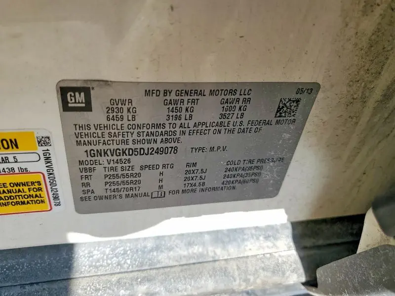 2013 CHEVROLET TRAVERSE LT  