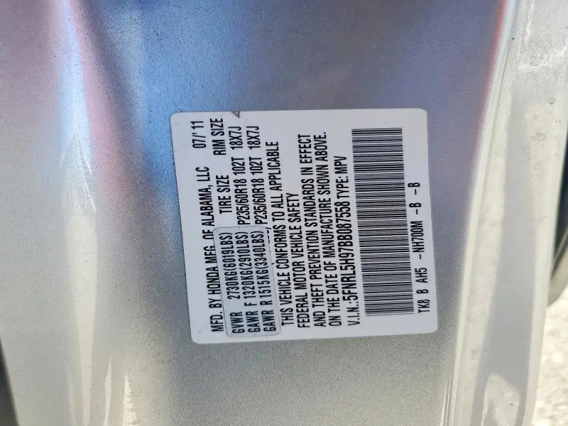 2011 HONDA ODYSSEY TOURING  