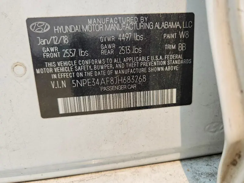 2018 HYUNDAI SONATA SEL  