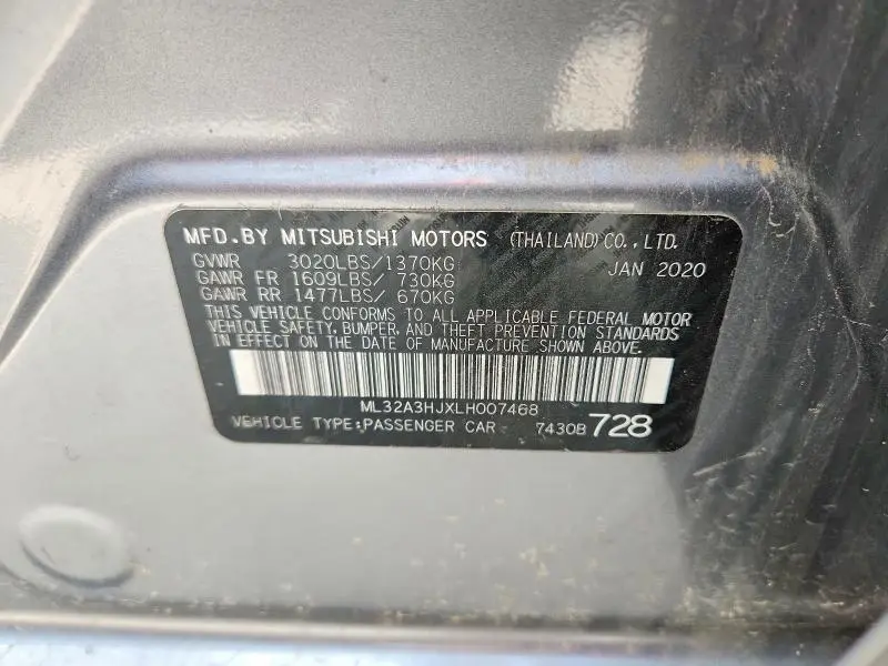 2020 MITSUBISHI MIRAGE ES  