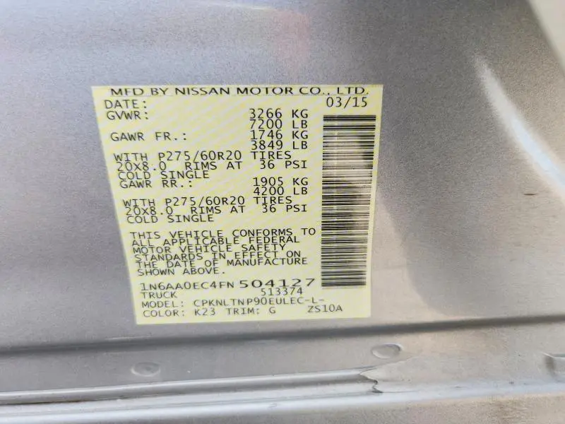 2015 NISSAN TITAN SV  