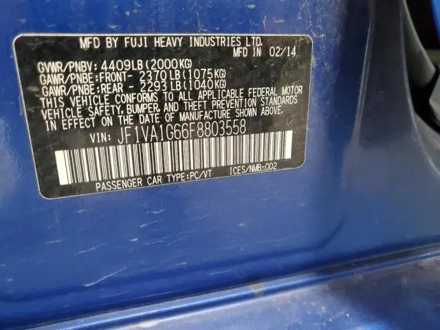 2015 SUBARU WRX LIMITED  