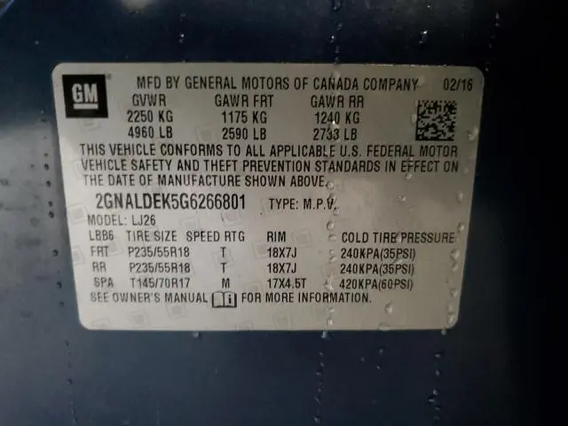 2016 CHEVROLET EQUINOX LTZ  