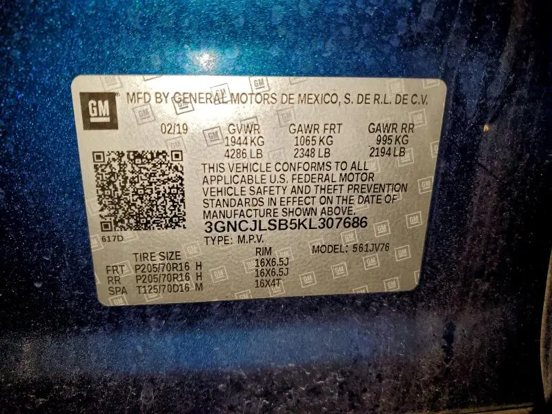 2019 CHEVROLET TRAX 1LT  