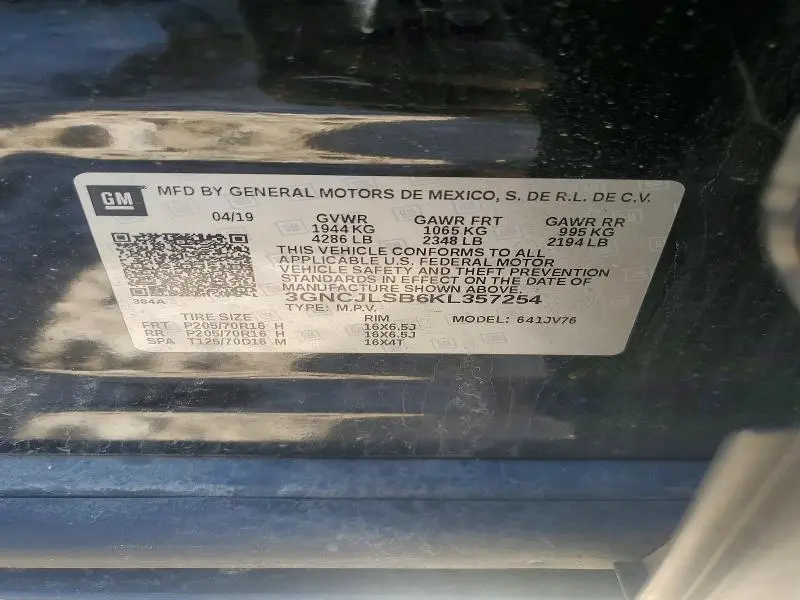 2019 CHEVROLET TRAX 1LT  