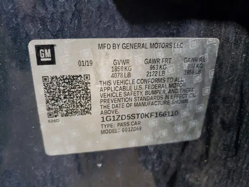 2019 CHEVROLET MALIBU LT  