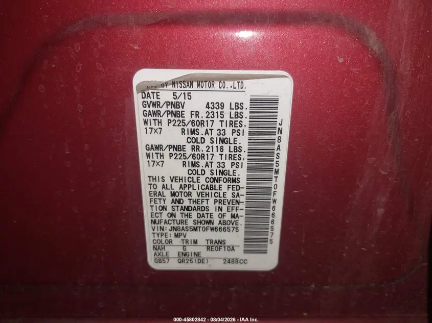 2015 NISSAN ROGUE SELECT S