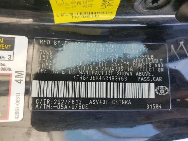 2011 TOYOTA CAMRY BASE  