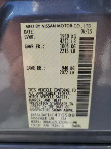 2015 NISSAN ALTIMA 2.5  
