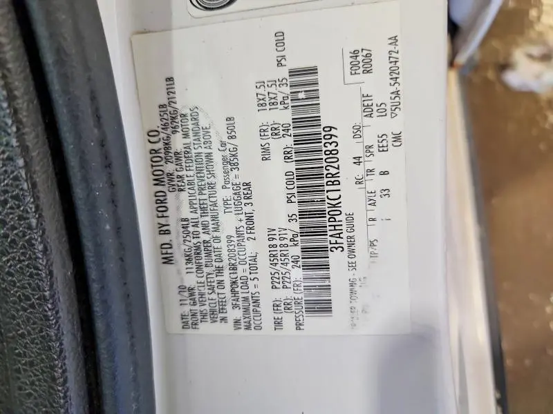 2011 FORD FUSION SPORT  
