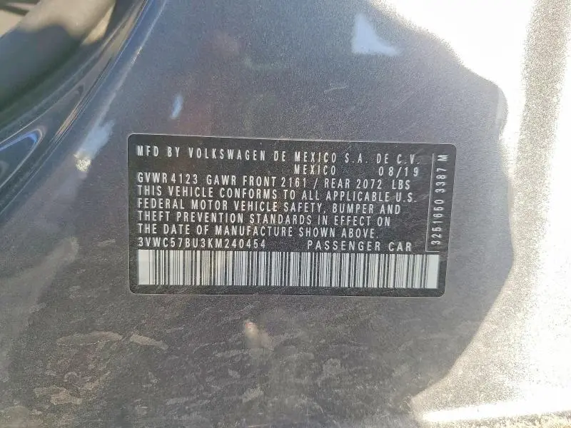 2019 VOLKSWAGEN JETTA S  