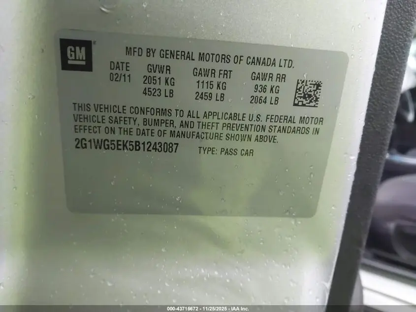 2011 CHEVROLET IMPALA LT