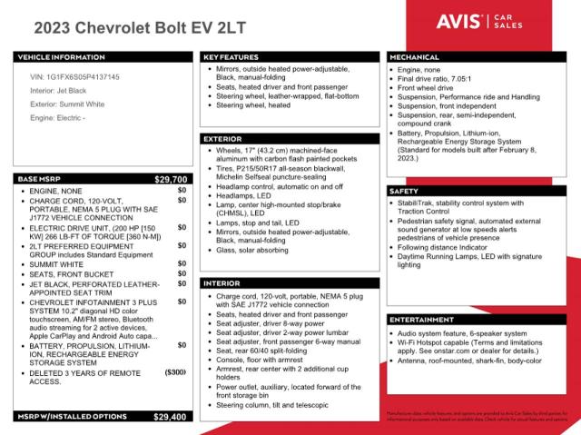 2023 CHEVROLET BOLT EV 2LT