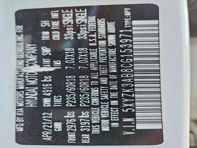 2012 HYUNDAI SANTA FE LIMITED  